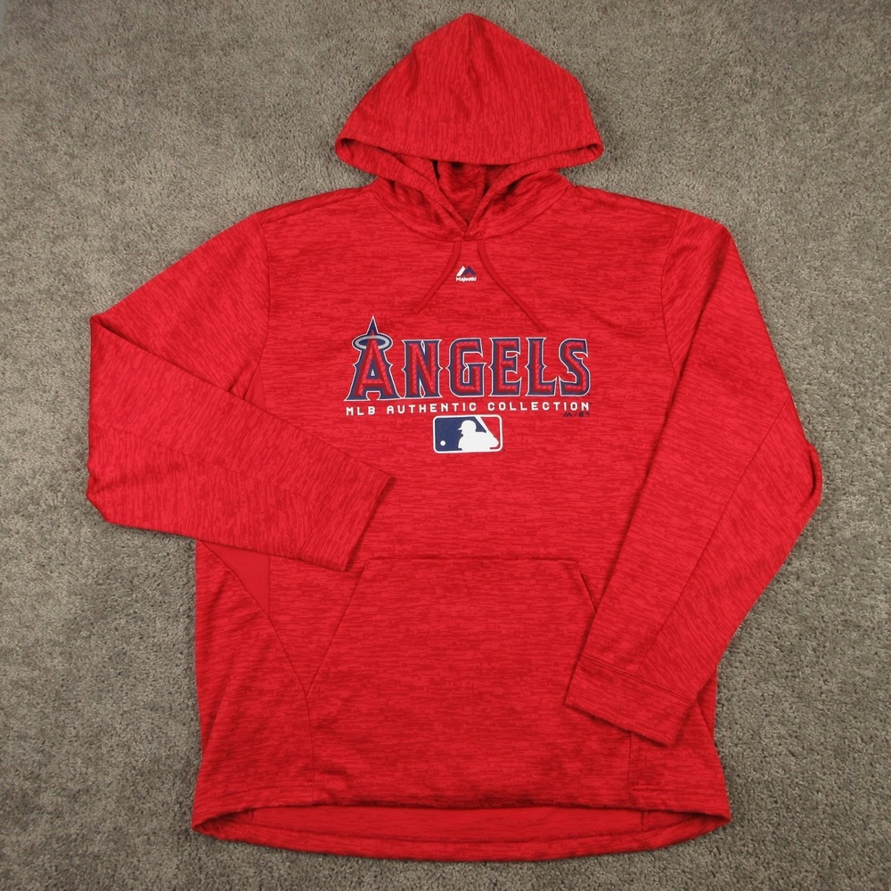 Los Angeles Angels Sweater Mens Large Red Hoodie Sweatshirt Majestic Authentic